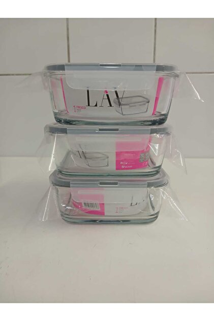 LAV FEYZADE Fresco Cam Kilitli Saklama Kabı 3'lü Set 1150cc KARE