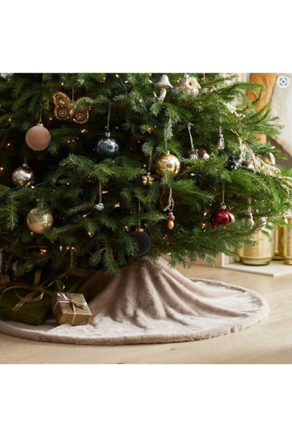 Plush Christmas Tree Cover Christmas Pine Tree Cover Light Brown 100 cm Diameter New Year Tree Cover