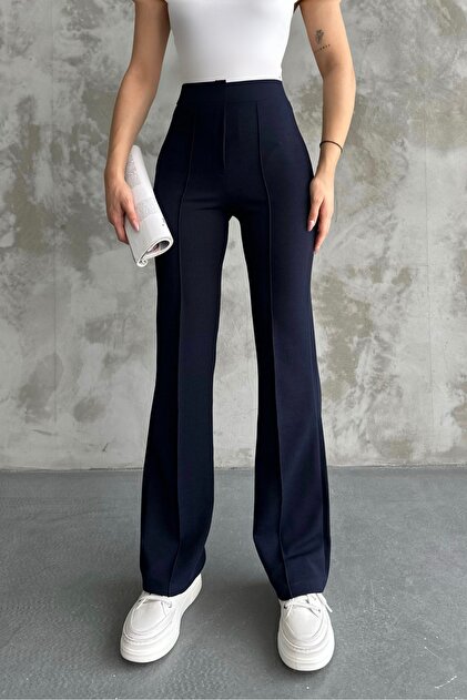 slim fit dress slacks Women's Club Flare Pant in Navy main image 1