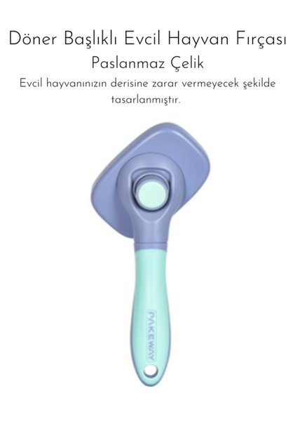 Döner Başlıklı Evcil Hayvan Fırçası - Paslanmaz Çelik -