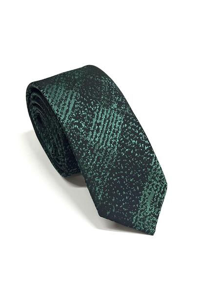 Black Green Shadow Patterned Slim Tie