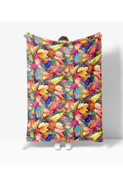 Autumn Leaves Pattern Printed Fleece Blanket Tv Blanket