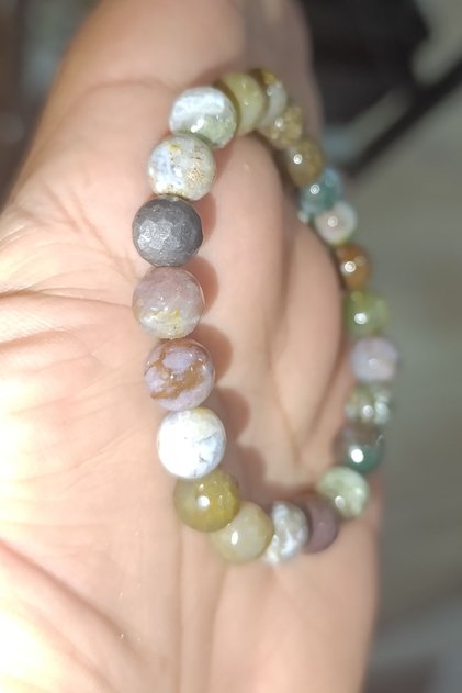 Indian Agate 8 mm Facet Cut Natural Stone Bracelet