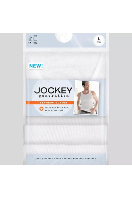 Men's Staynew 100% Cotton A-Shirt Tank Jockey Men's 100% Cotton A-Shirt Tank Pack of 3