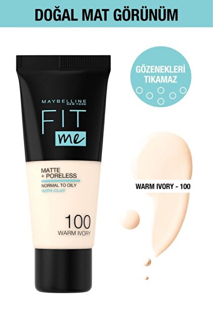 Fit Me Matte Poreless Fondöten - 100 Warm Ivory
