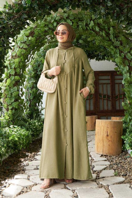 6635-Piece Khaki Denim Ferace - Brit with Button