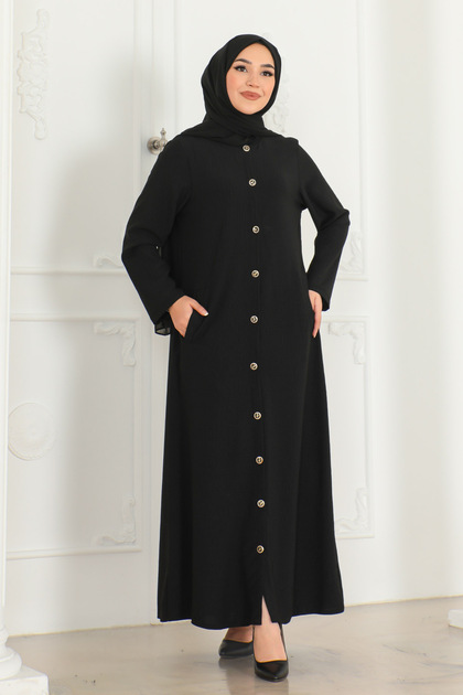 OKTAYUSTA COLLECTİON Sade Günlük Cepli Düğmeli Tam Boy Siyah