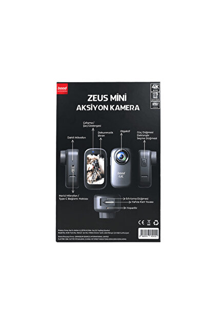 Pod mini【新品】 Bood Zeus 4K Dahili Mikrofonlu Mini Aksiyon Kamera - Fiyatı, Yorumları