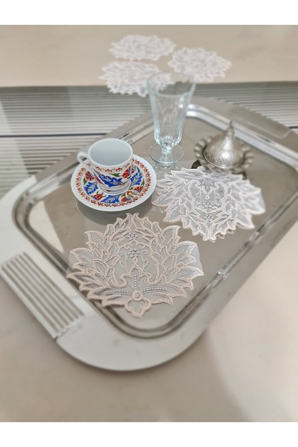 Decorative Guipure Lace Coffee Cocktail Presentation Napkin 6 Pieces