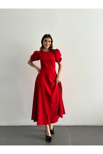 Watermelon Sleeve Midi Length Dress
