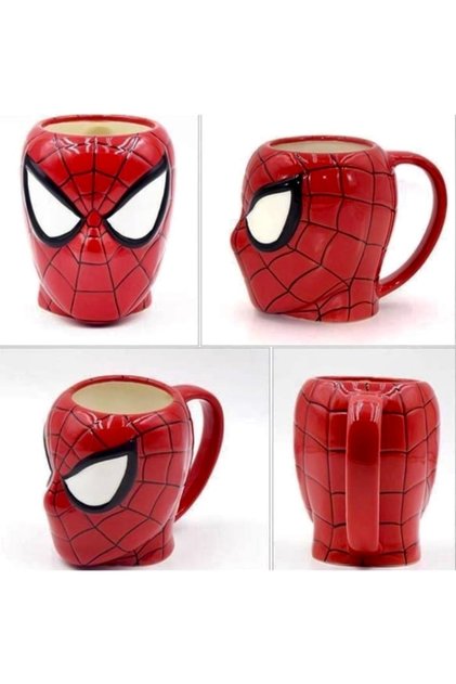 Porselen 3D Spiderman Örümcek Adam Tasarım Kupa Bardak