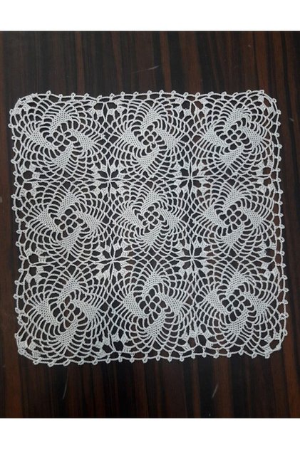 Handmade Tıg Lace Display Set Room Set 6 Pieces (20 X 20 cm) Çarkıfelek Hand Knitted Lace Napkin
