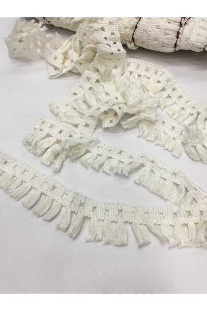 Cotton Tassel Thick Ribbon White (OFF WHITE) 3 Meters