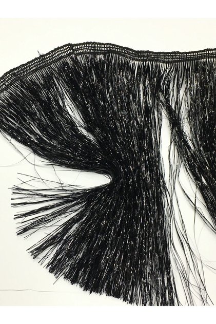 Püskül Saçak Metalik Simli Siyah 20 Cm 1 Metre
