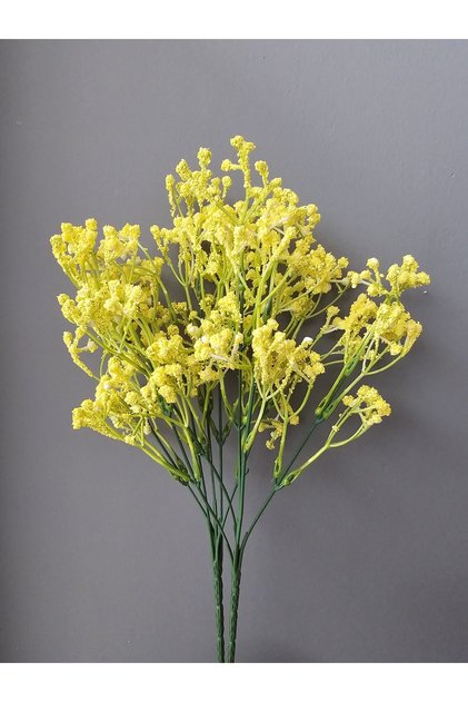 1 buchet decorativ de vază Cipso artificială galbenă cu 5 ramuri, 35 cm