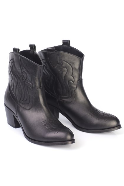 Genuine Leather Black Color Cowboy Boots Karven700