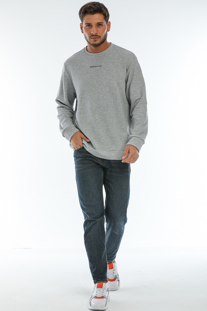 Superlife Men's Crew Neck Regular Fit Brooklyn Printed Thin Sweatshirt
