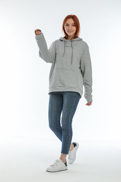 Women's Hooded Oversize Brooklyn Printed Thin Sweatshirt Spr22Swk161