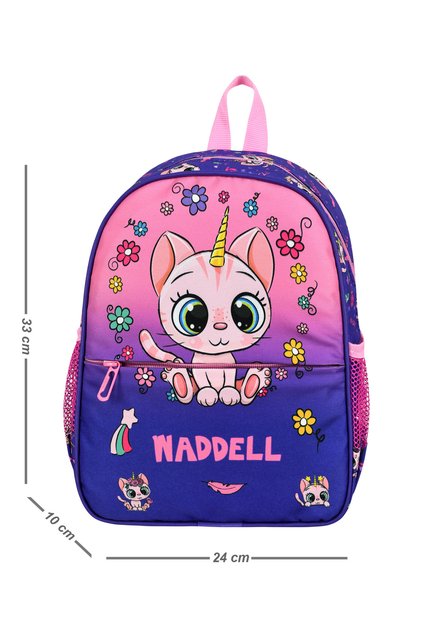 Royalglow Patterned Waddell Licensed Purple Cat Kindergarten Bag Nursery Bag.