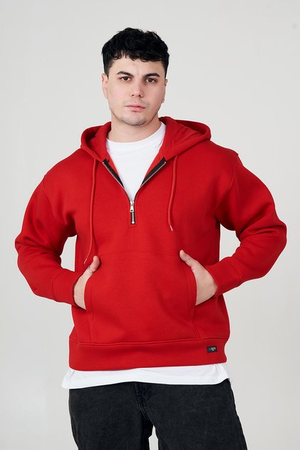 Silver Zippered Cotton Hooded Sweatshirt Unisex