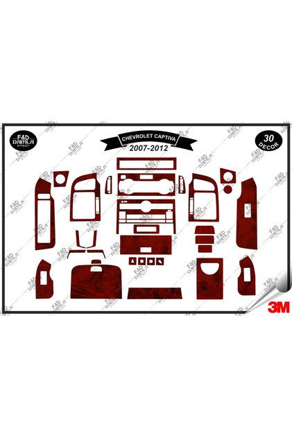 Chavrolet captiva 2007-2012 torpedo console trim chest mahogany veneer set 30 pieces mahogany