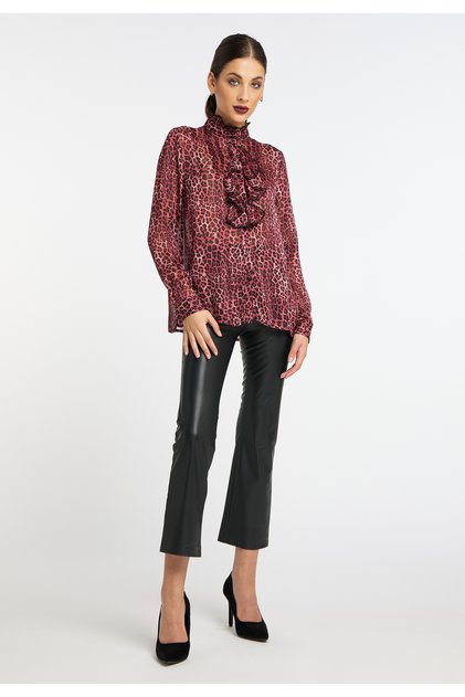Rüschenbluse mit Leoprint
