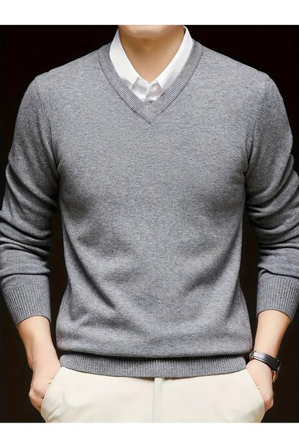 Textured V-Neck Comfortable Fit Men's Sweater