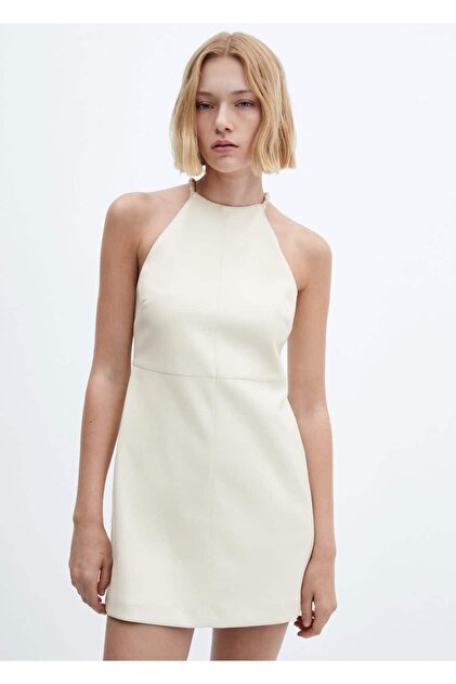 MANGO Leather Look Halter Neck Dress- Trendyol