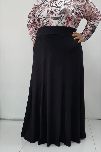 Black 8-Piece 8-Piece Godeli Waist Bodice Elastic Combed Cotton Viscose Skirt