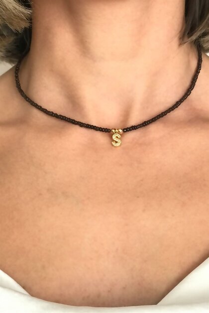 Letter S Bead Necklace