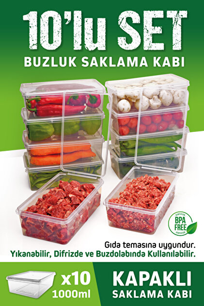 OFFBOX 10 Adet Sızdırmaz Kapaklı Derin Dondurucuya Mikrodalgaya