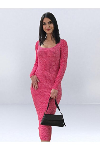 mango pink knit dress MANGO Women's Pleated Knitted Dress