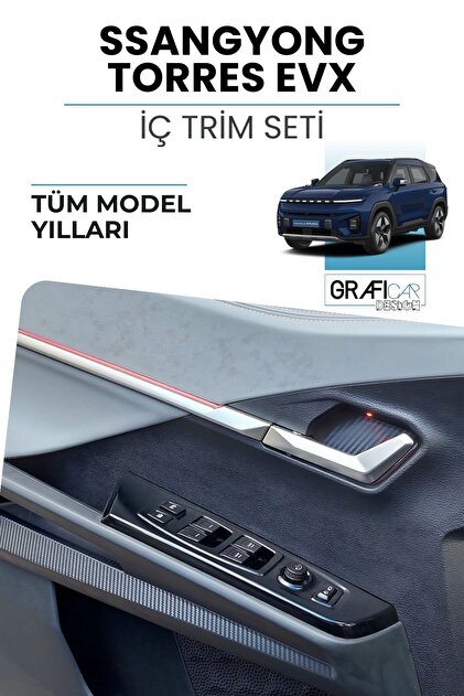 SsangYong Torres EVX Uyumlu İç Trim Kaplama Sticker Seti - Mat Karbon Siyah