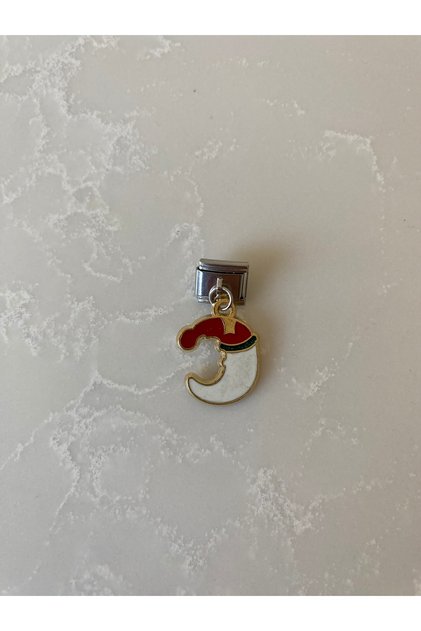 Stainless Steel Christmas Series Christmas Moon Grandfather Hat Italian Bracelet Charm