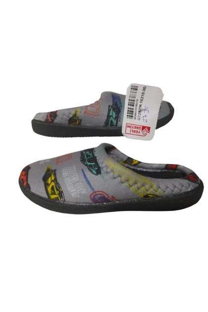 Boy's Gray Indoor Slippers with Car Figure Gzrtr2030