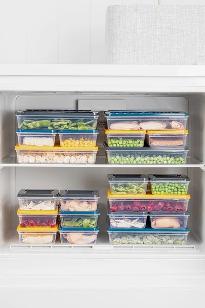 6-Piece Anthracite Refrigerator Organizer - Suitable for Microwave and Freeze, 6 X 250 ml Storage Container