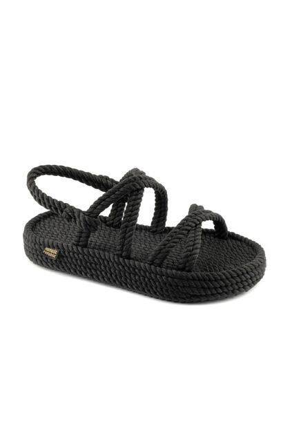 Tahiti Platform Women's Rope Sandals - Black