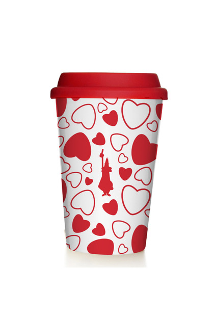 Cuore Kapaklı Porselen Seyahat Kupası Take Away Mug Kahve Bardağı