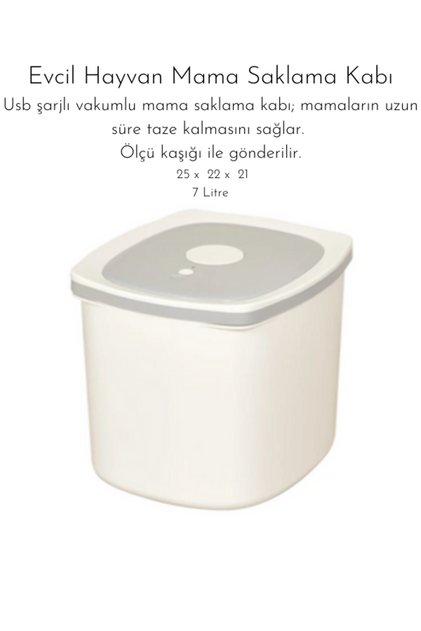 Adipa Pr USB Şarjlı 7 Litre Evcil Hayvan Mama Saklama Kabı