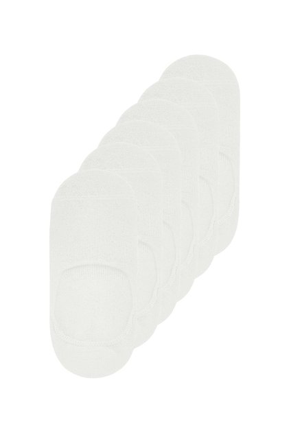 6 Pairs - White Bamboo Silicone Plain Women'S/Men's Ballerina Socks