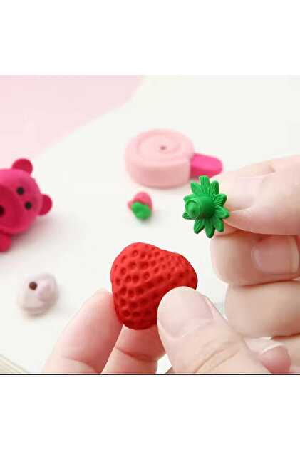 synshop Kawaii Lotso Pembe Ayı Strawberry Bear Çilek 4Adet Figür