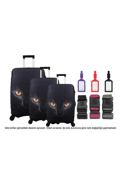 Cat Set of 3 Luggage Sleeves, 3 Luggage Belts, 3 Luggage Labels