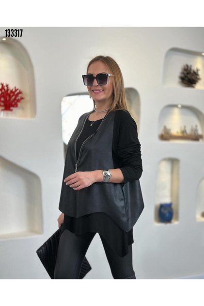 Women's Zipper Detailed Asymmetrical Cut Stylish Blouse