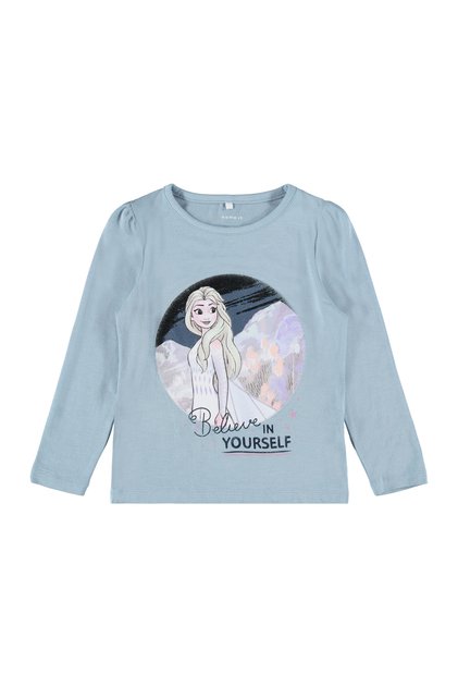 Frozen Printed Long Sleeves T-Shirt - Dusty Blue