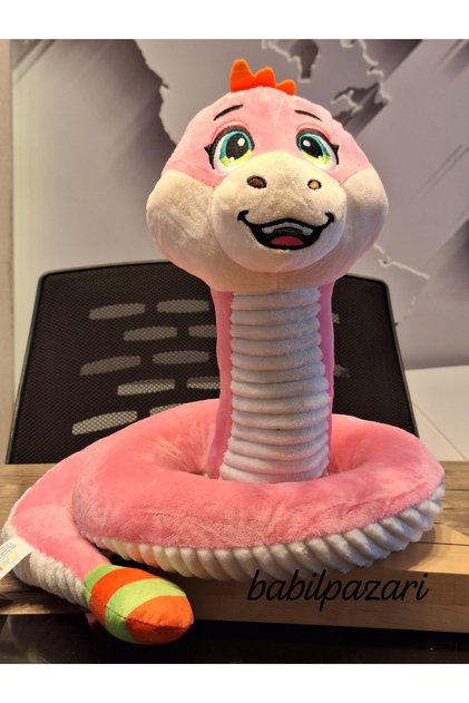 Sevimli Gülen Yılan Peluş (Gri Renk 95cM)