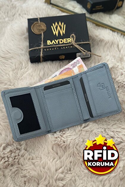 Bayderi Olis Men's Genuine Leather Rfid Protected Magnet Closure Card Holder Wallet