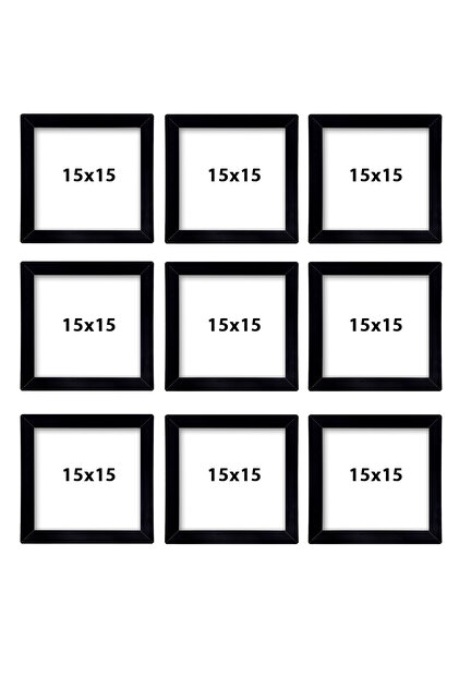 9 adet 15x15 SİYAH Çerçeve FOTOĞRAF ÇERÇEVE SETİ - KARE ÇERÇEVE