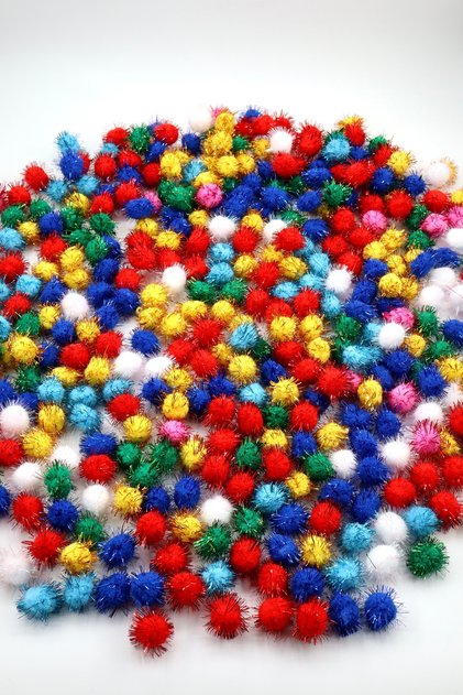 Glitter Colored Pompom (2.5cm-100 Pieces)