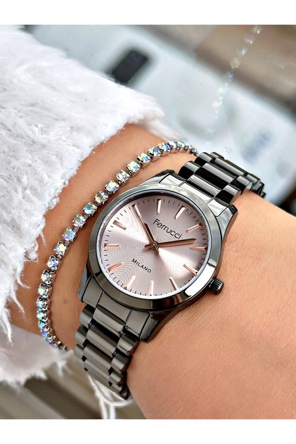 Füme Renk Sade Model Klasik Çelik Kordon Kadın Kol Saati + BİLEKLİK HEDİYELİ