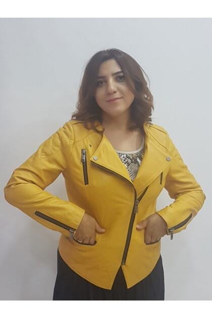 Kadın Sarı Deri Ceket